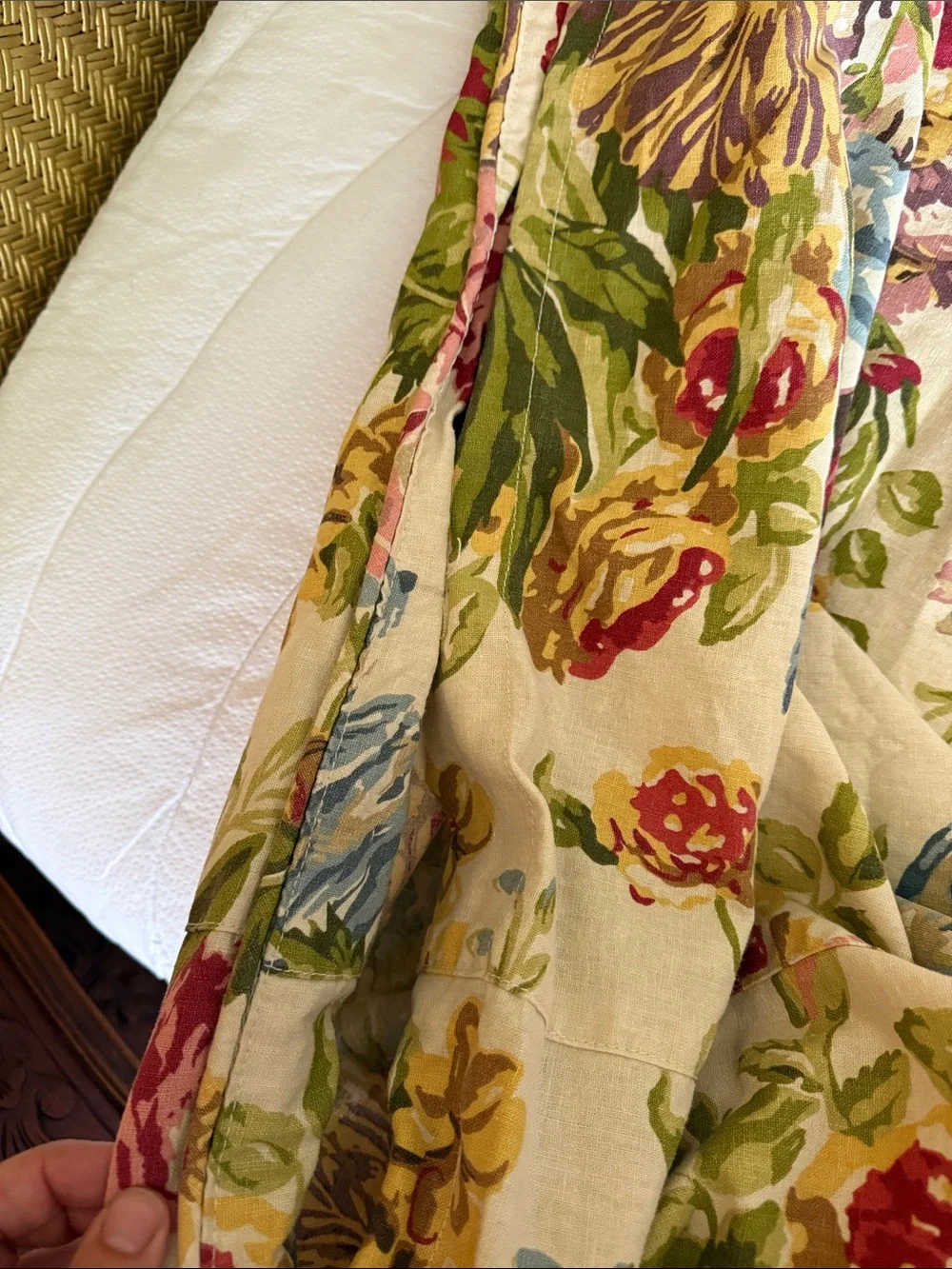 Pottery Barn King Cal King Floral Linen Duvet + 2 Shams